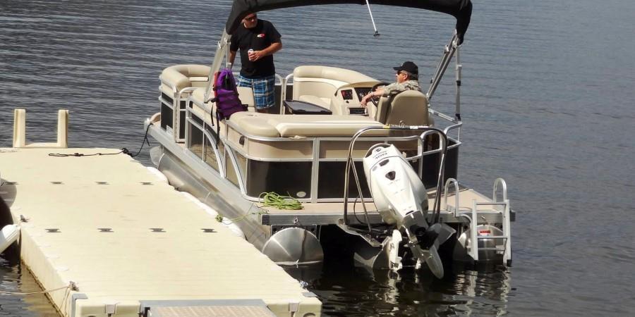 Heading out on the pontoon from the Lodge at Palmer Lake